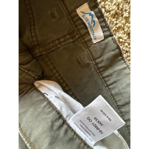 Upcycled Realtree Patched Blue Mountain 34x30 Olive Green Carpenter Work Pants - Picture 2 of 7